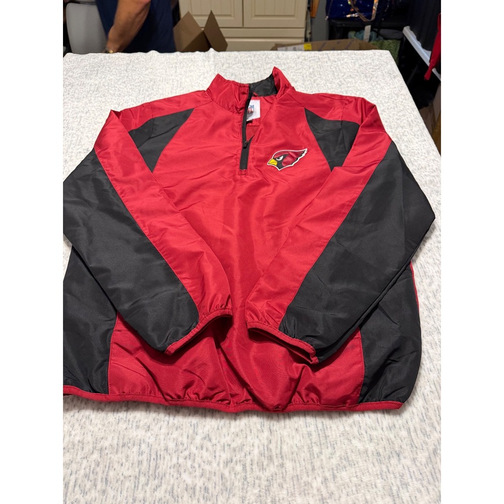 Arizona Cardinals NFL Mens Medium 1/4 Zip Windbreaker Jacket Red‎ Black NWOT